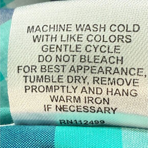 TailorByrd Trim Fit Non-Iron Plaid Button‑Down Shirt 16.5‑34/35 Blue‑Green - Picture 6 of 6